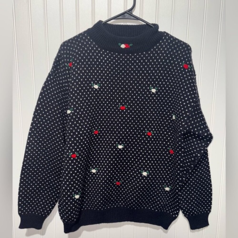 Vintage Bramble Lane Navy and White Sweater| Size Large